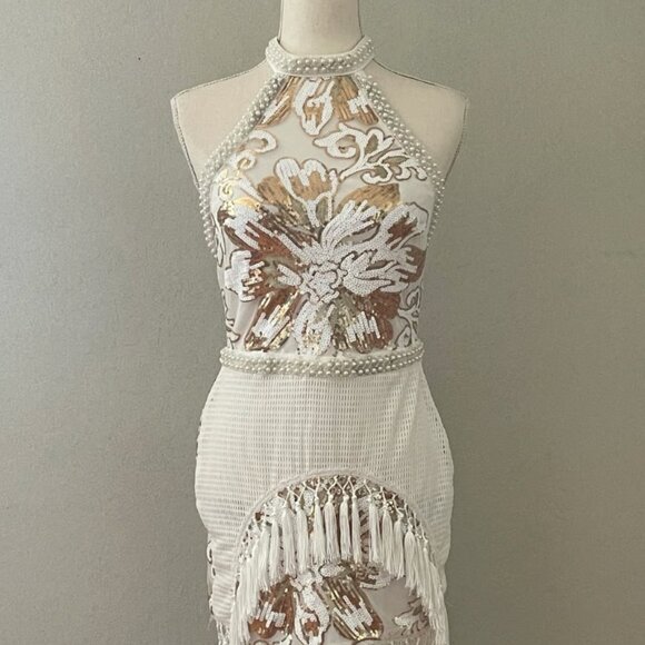 Like Gold Dust White Sequin Fringe Dress - Picture 4 of 4